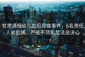 甘肅通報幼兒血鉛異常事件，6名責(zé)任人被批捕，嚴(yán)懲不貸彰顯法治決心