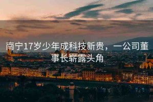 南寧17歲少年成科技新貴，一公司董事長(zhǎng)嶄露頭角