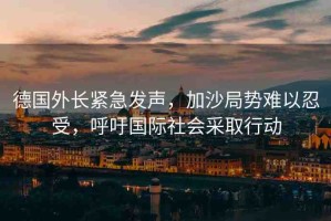 德國外長緊急發(fā)聲，加沙局勢難以忍受，呼吁國際社會采取行動