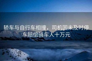 轎車與自行車相撞，司機因未及時停車賠償騎車人十萬元