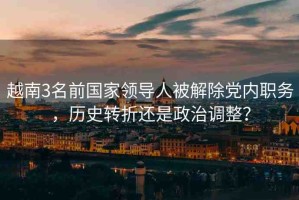 越南3名前國(guó)家領(lǐng)導(dǎo)人被解除黨內(nèi)職務(wù)，歷史轉(zhuǎn)折還是政治調(diào)整？