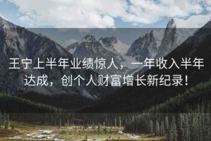 王寧上半年業(yè)績驚人，一年收入半年達(dá)成，創(chuàng)個(gè)人財(cái)富增長新紀(jì)錄！