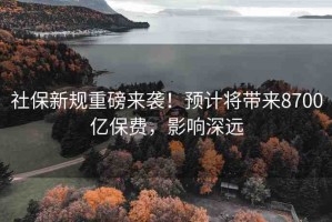 社保新規(guī)重磅來襲！預(yù)計(jì)將帶來8700億保費(fèi)，影響深遠(yuǎn)
