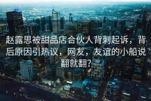 趙露思被甜品店合伙人背刺起訴，背后原因引熱議，網(wǎng)友，友誼的小船說(shuō)翻就翻？