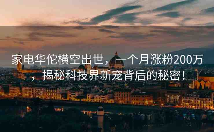 家電華佗橫空出世，一個月漲粉200萬，揭秘科技界新寵背后的秘密！