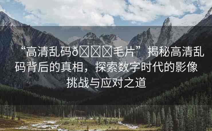 “高清亂碼??毛片”揭秘高清亂碼背后的真相，探索數(shù)字時代的影像挑戰(zhàn)與應對之道
