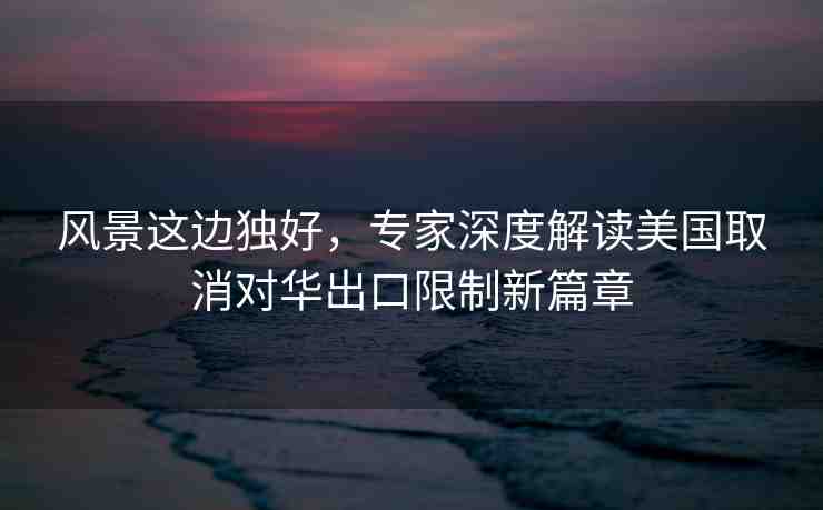 風(fēng)景這邊獨(dú)好，專(zhuān)家深度解讀美國(guó)取消對(duì)華出口限制新篇章