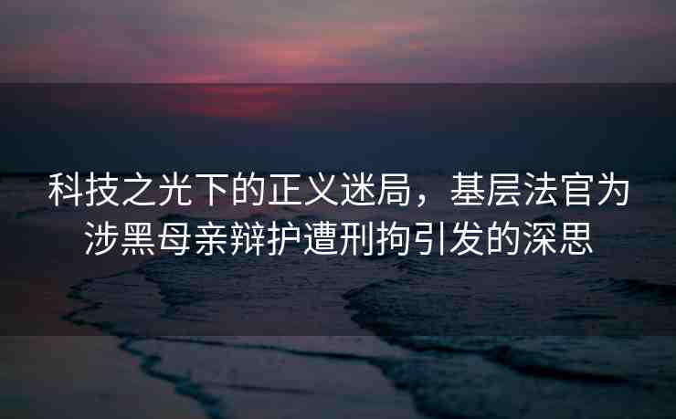科技之光下的正義迷局，基層法官為涉黑母親辯護(hù)遭刑拘引發(fā)的深思