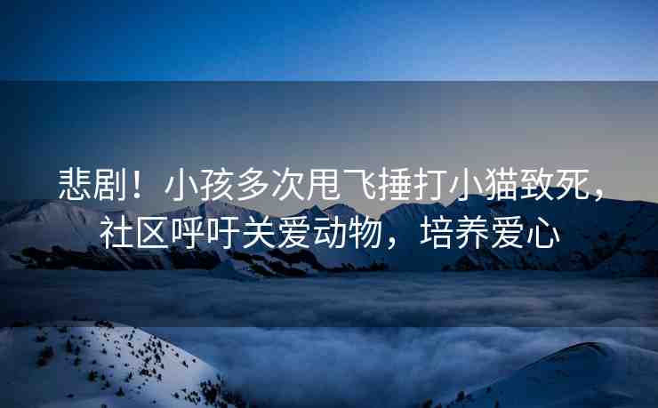 悲劇！小孩多次甩飛捶打小貓致死，社區(qū)呼吁關(guān)愛動(dòng)物，培養(yǎng)愛心