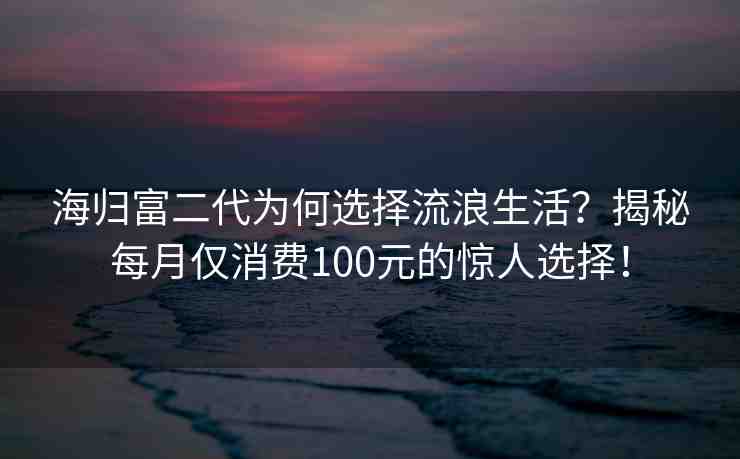 海歸富二代為何選擇流浪生活？揭秘每月僅消費(fèi)100元的驚人選擇！